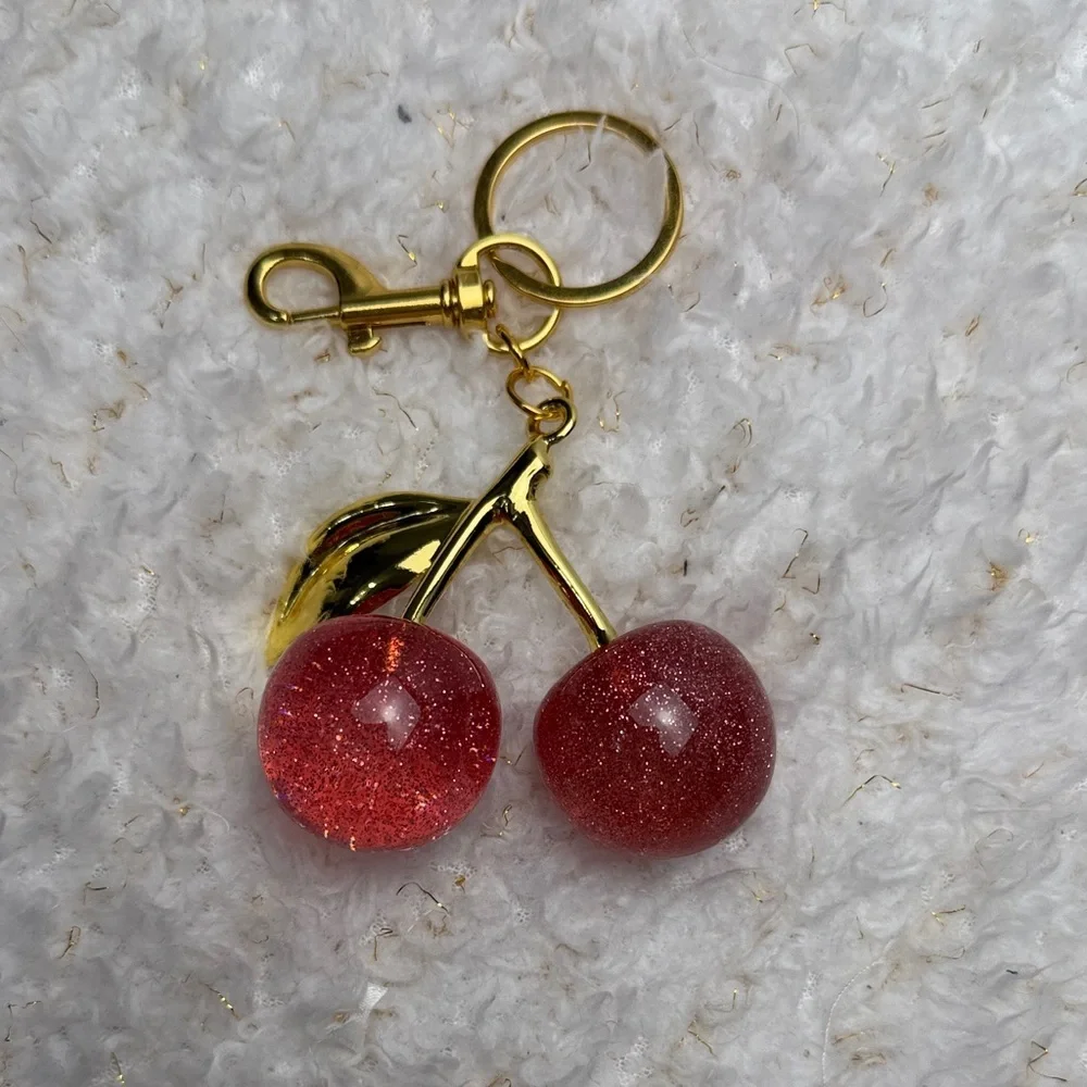 Cherry Keychain with Gold Accents‎